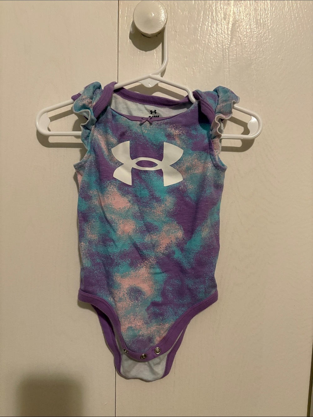 Under Armour Purple Tie-Dye Ruffle Sleeve One-Piece with Teal & Pink Accents